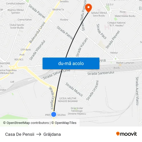 Harta de Casa De Pensii către Grăjdana