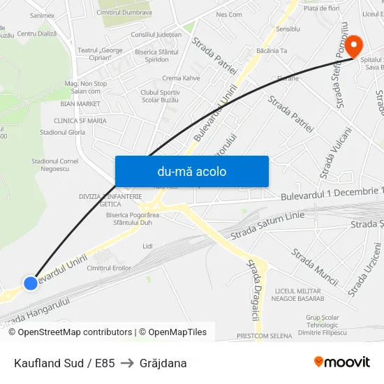 Harta de Kaufland Sud / E85 către Grăjdana