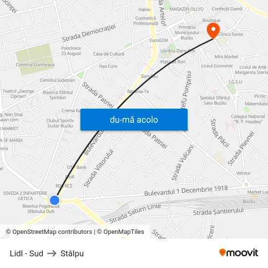 Harta de Lidl - Sud către Stâlpu
