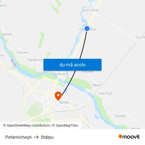 Harta de Potârnichești către Stâlpu