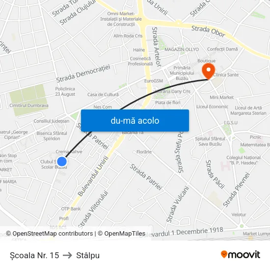 Harta de Școala Nr. 15 către Stâlpu