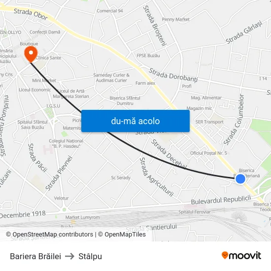 Harta de Bariera Brăilei către Stâlpu