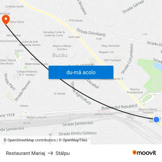 Harta de Restaurant Mariaj către Stâlpu