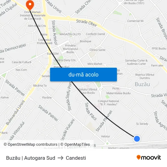 Harta de Buzău | Autogara Sud către Candesti