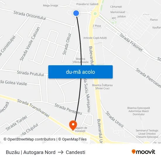 Harta de Buzău | Autogara Nord către Candesti