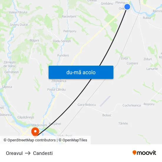 Harta de Oreavul către Candesti