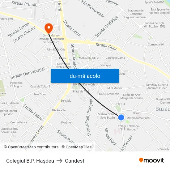 Harta de Colegiul B.P. Hașdeu către Candesti
