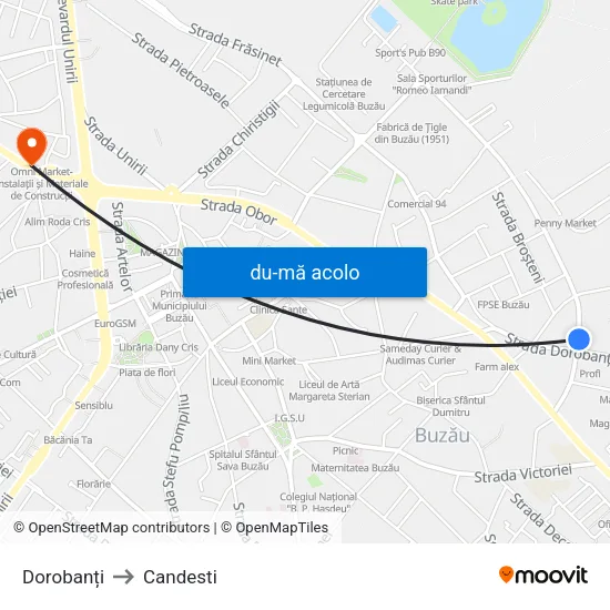 Harta de Dorobanți către Candesti