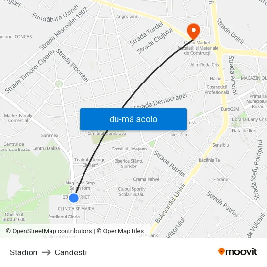 Harta de Stadion către Candesti