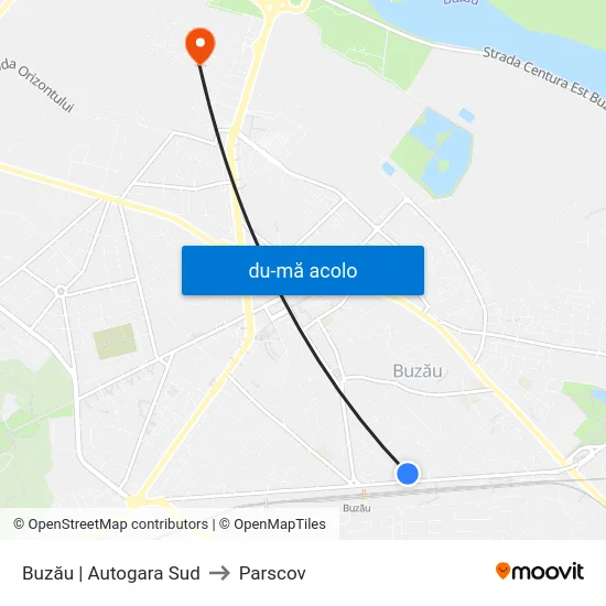 Harta de Buzău | Autogara Sud către Parscov