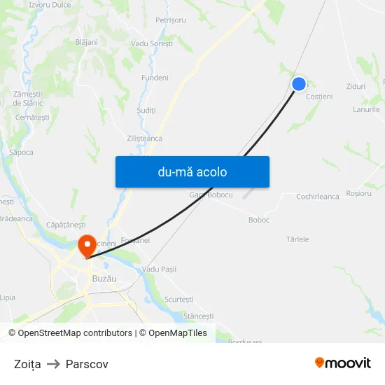 Harta de Zoița către Parscov