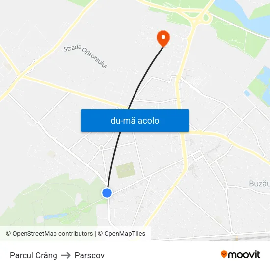 Harta de Parcul Crâng către Parscov