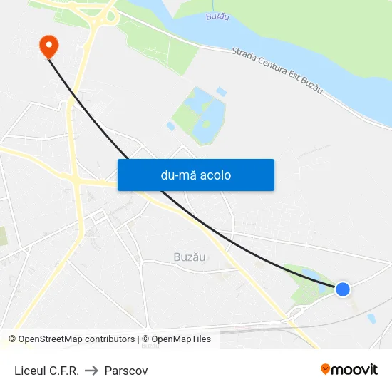 Harta de Liceul C.F.R. către Parscov