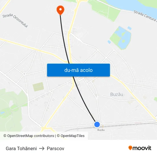 Harta de Gara Tohăneni către Parscov