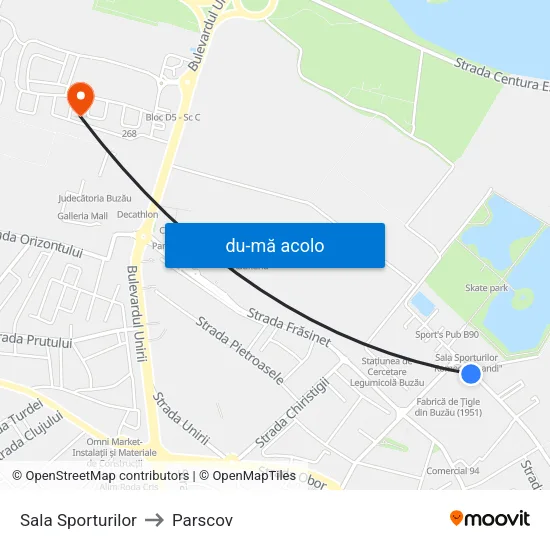 Harta de Sala Sporturilor către Parscov