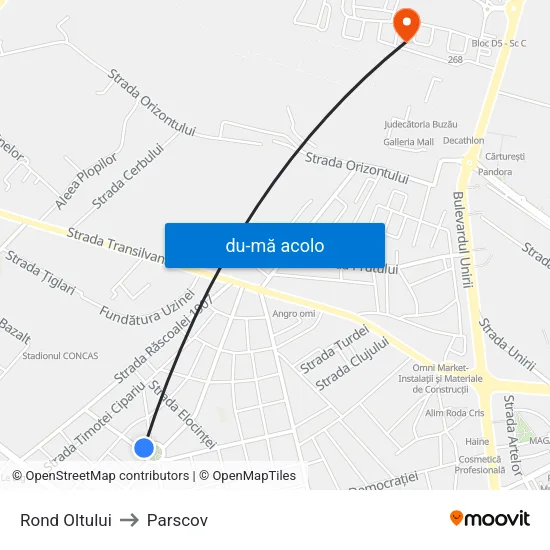 Harta de Rond Oltului către Parscov