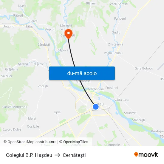 Harta de Colegiul B.P. Hașdeu către Cernăteşti