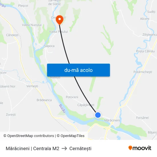 Harta de Mărăcineni | Centrala M2 către Cernăteşti