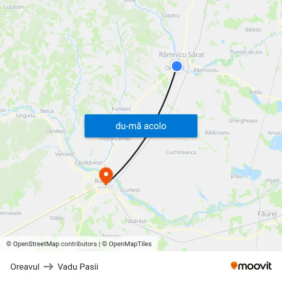Harta de Oreavul către Vadu Pasii