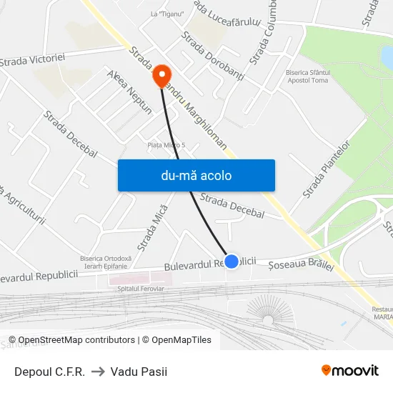 Harta de Depoul C.F.R. către Vadu Pasii