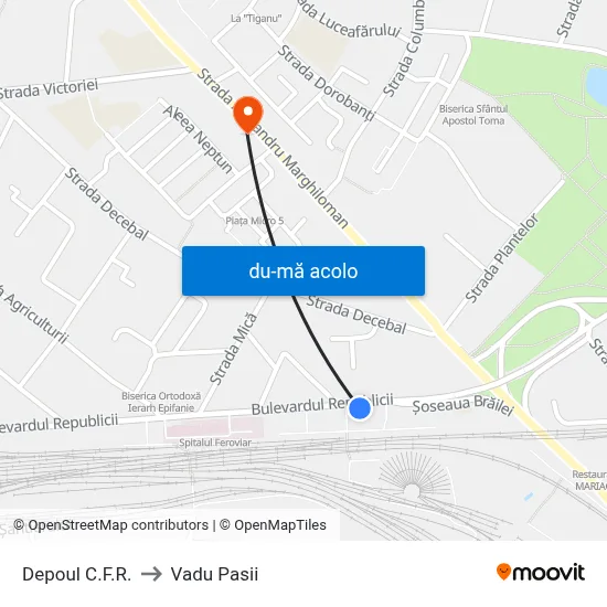 Harta de Depoul C.F.R. către Vadu Pasii