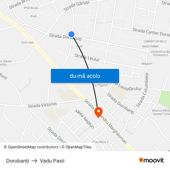 Harta de Dorobanți către Vadu Pasii