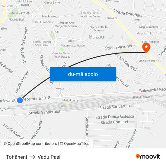 Harta de Tohăneni către Vadu Pasii