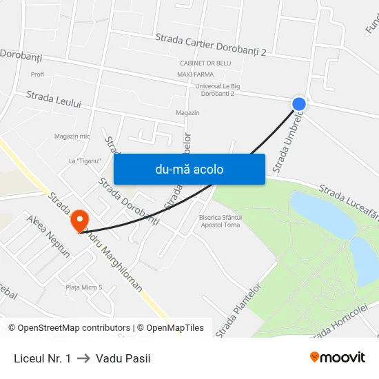 Harta de Liceul Nr. 1 către Vadu Pasii