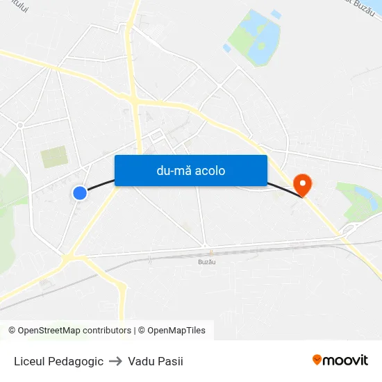 Harta de Liceul Pedagogic către Vadu Pasii