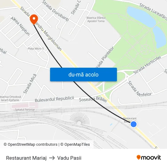 Harta de Restaurant Mariaj către Vadu Pasii