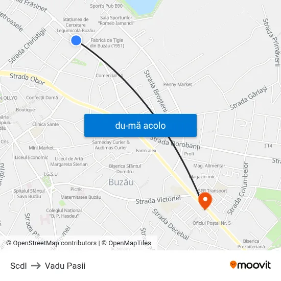 Harta de Scdl către Vadu Pasii