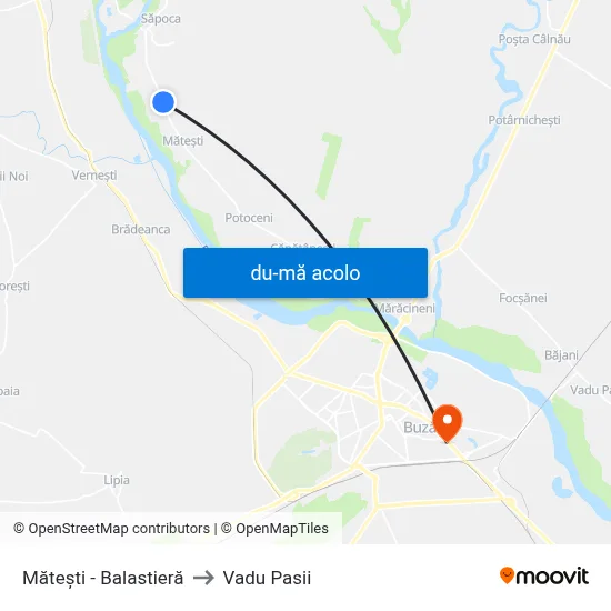 Harta de Mătești - Balastieră către Vadu Pasii