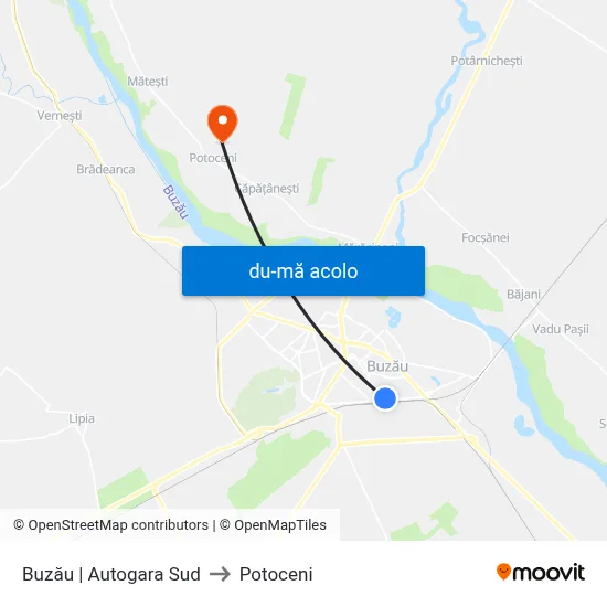 Harta de Buzău | Autogara Sud către Potoceni
