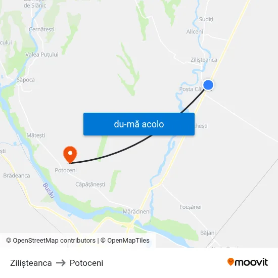 Harta de Zilișteanca către Potoceni