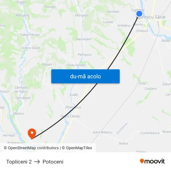 Harta de Topliceni 2 către Potoceni