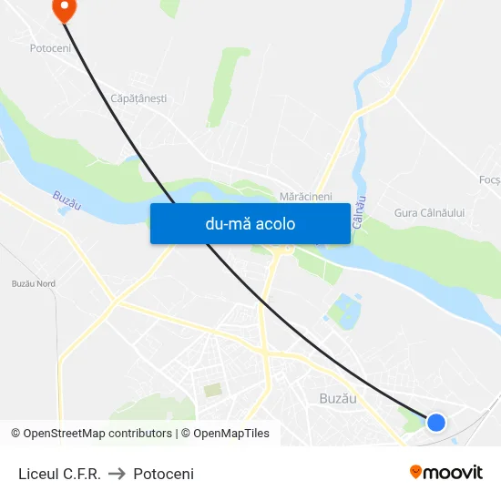 Harta de Liceul C.F.R. către Potoceni
