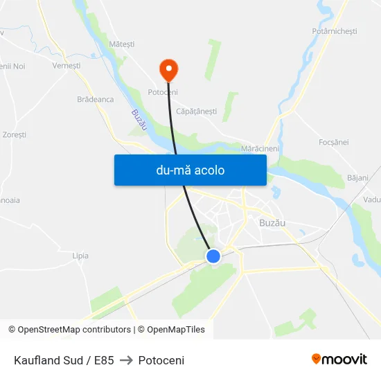 Harta de Kaufland Sud / E85 către Potoceni