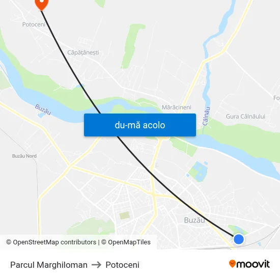 Harta de Parcul Marghiloman către Potoceni