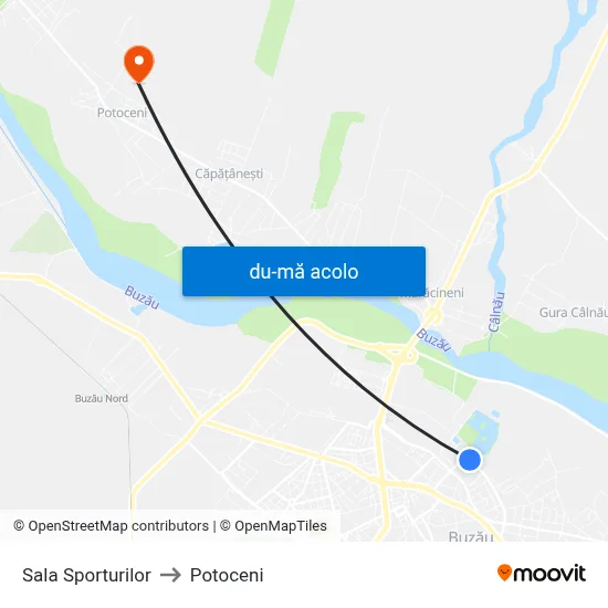 Harta de Sala Sporturilor către Potoceni