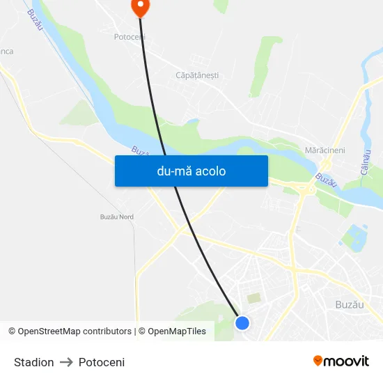 Harta de Stadion către Potoceni