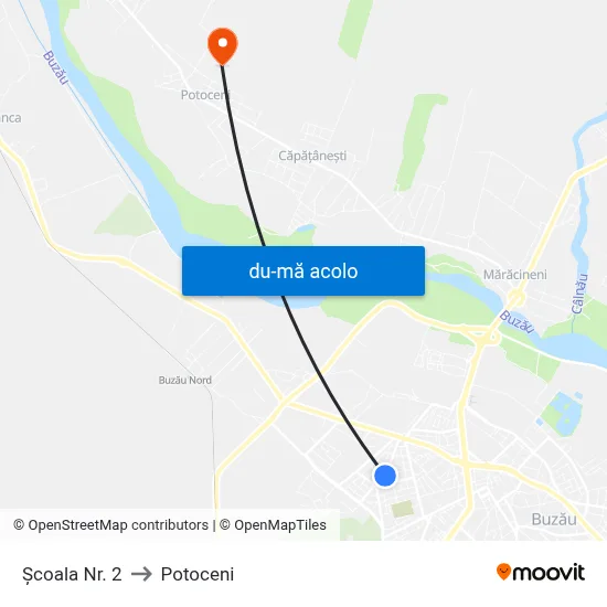 Harta de Școala Nr. 2 către Potoceni