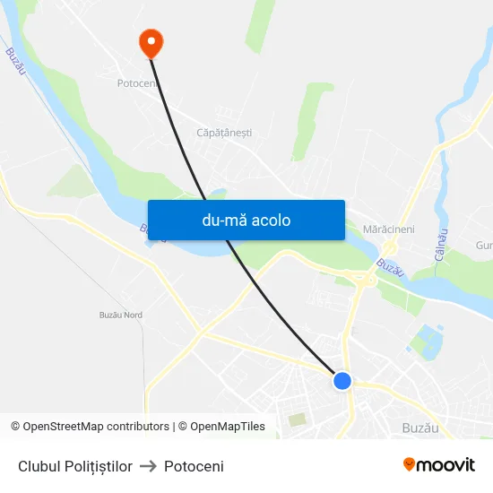 Harta de Clubul Polițiștilor către Potoceni