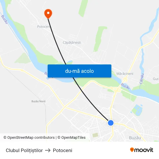 Harta de Clubul Polițiștilor către Potoceni