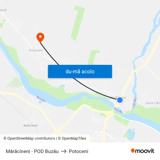 Harta de Mărăcineni - POD Buzău către Potoceni