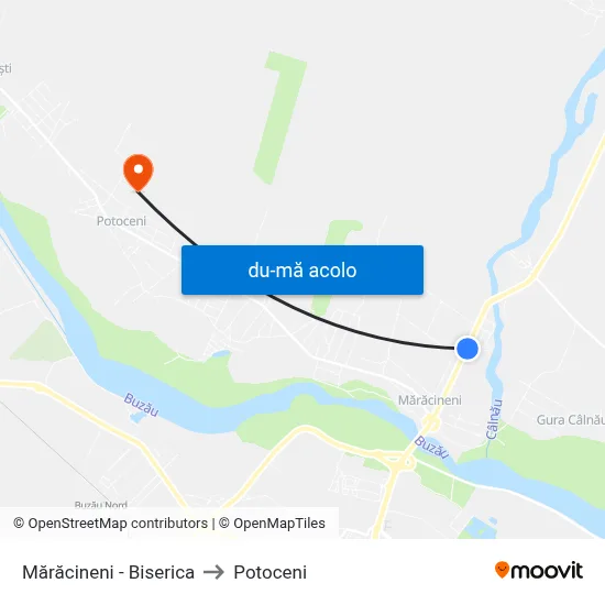 Harta de Mărăcineni - Biserica către Potoceni