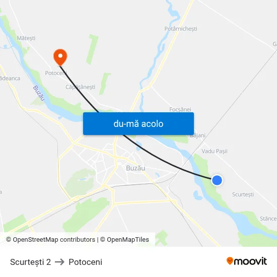 Harta de Scurtești 2 către Potoceni