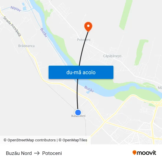 Harta de Buzău Nord către Potoceni