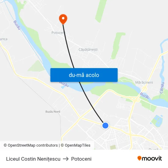 Harta de Liceul Costin Nenițescu către Potoceni