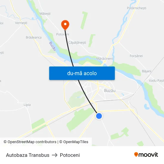 Harta de Autobaza Transbus către Potoceni