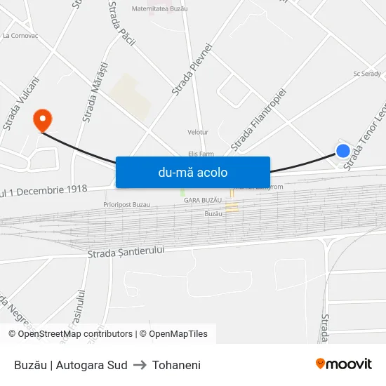 Harta de Buzău | Autogara Sud către Tohaneni